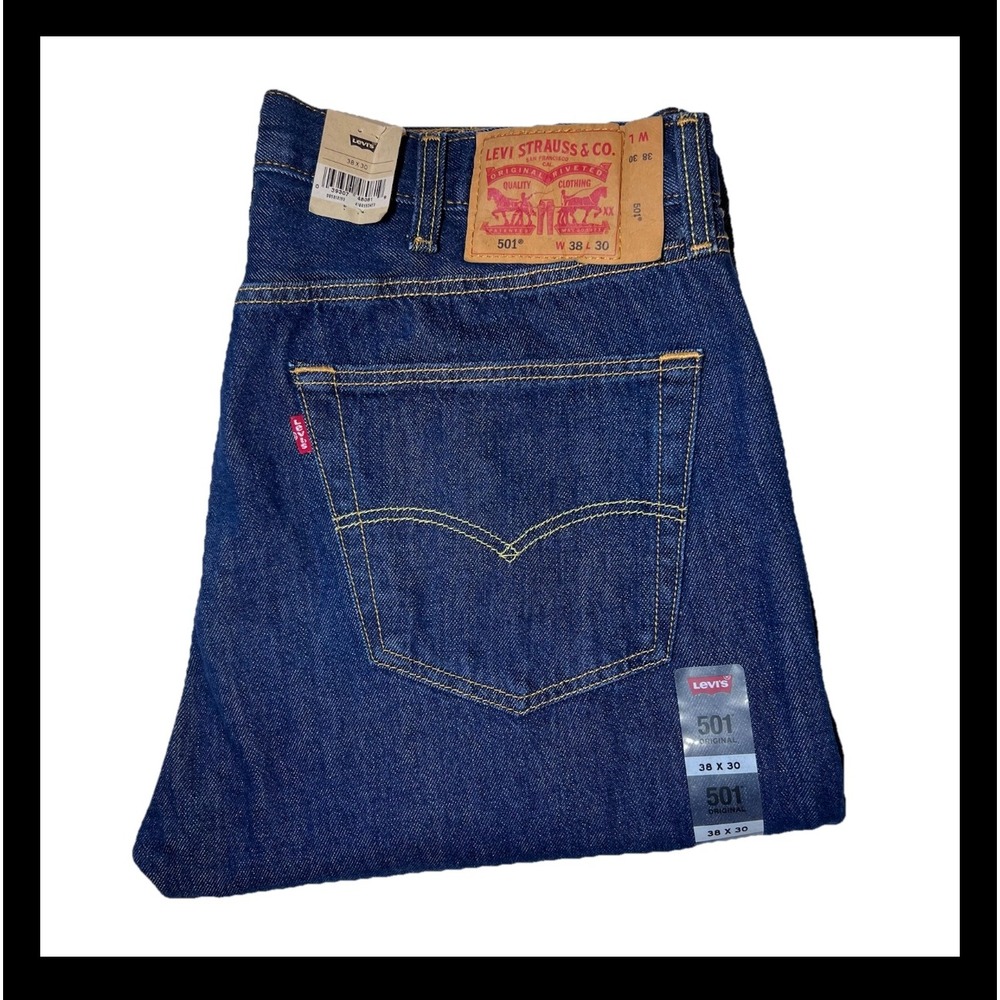 Levi's 501 Original‎ Mens NEW Classic Straight Fit Dark Wash Blue Jeans Sz 38x30